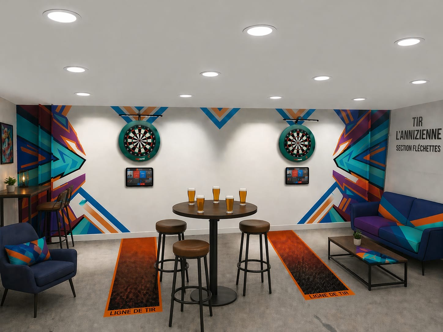 Espace fléchettes convivial